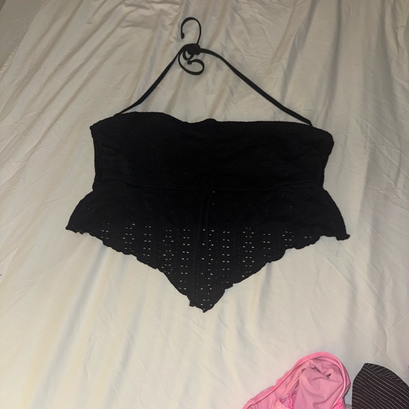 Black Eyelet Women's Swim Top - Picture 2 of 2